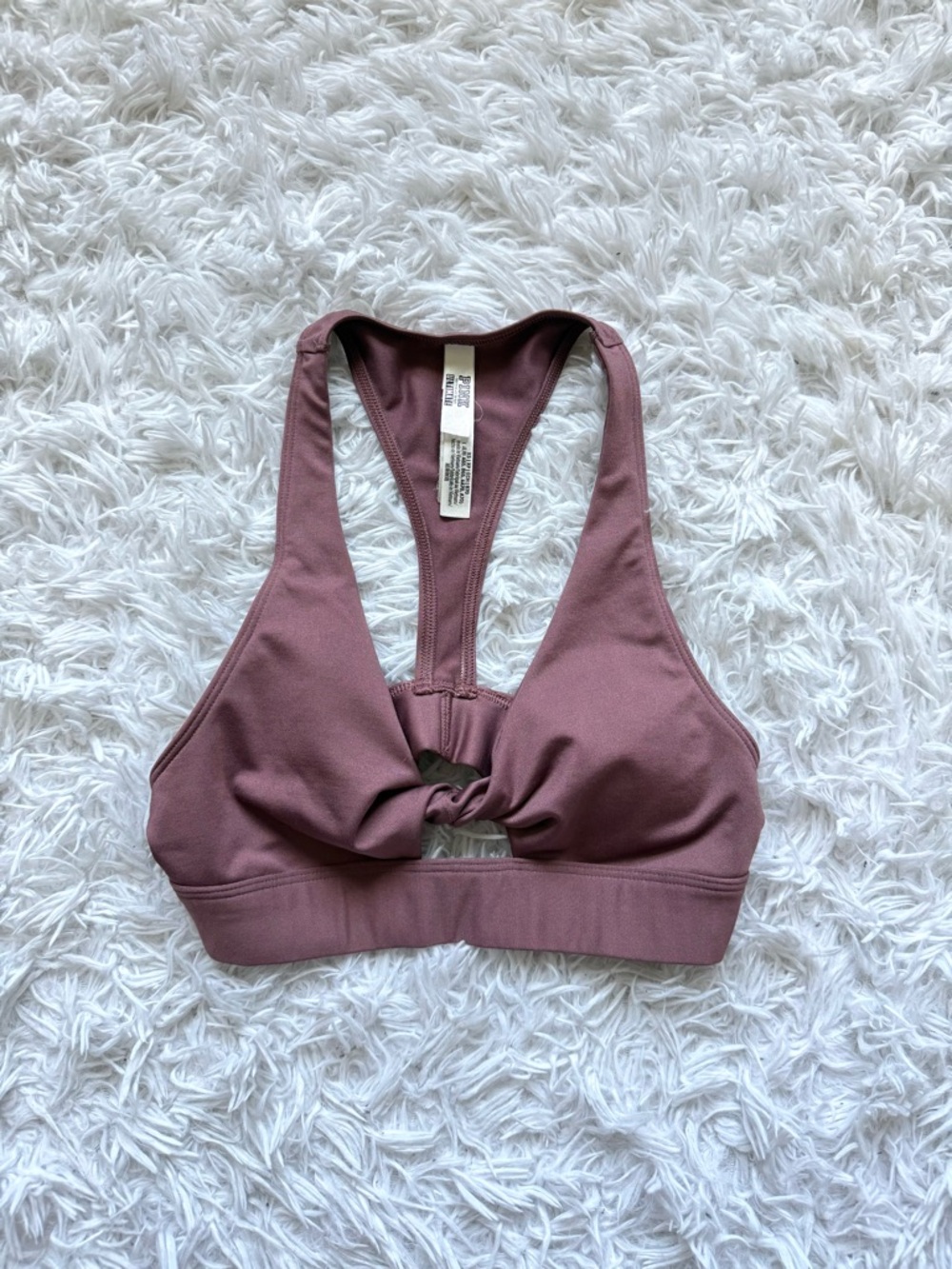 PINK Victoria's Secret Dusty Mauve Knot-Front Racerback Sports Bra